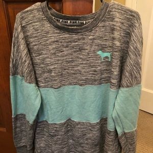 Grey and Aqua long sleeve VS Pink top